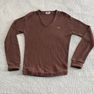 Lacoste Chocolate V-Neck Pullover